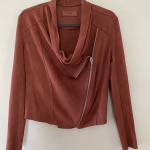 BLANK NYC Rust Suede Cropped Zip Jacket